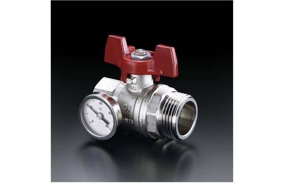 Oventrop Kugelhahn Multidis SH Zubehr mit Thermometer, roter