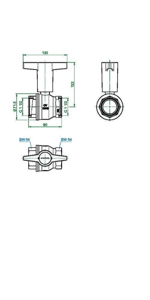 Oventrop OV Knebelgriff-Kugelhahn Optibal PN 16, Messing DN 40, 1