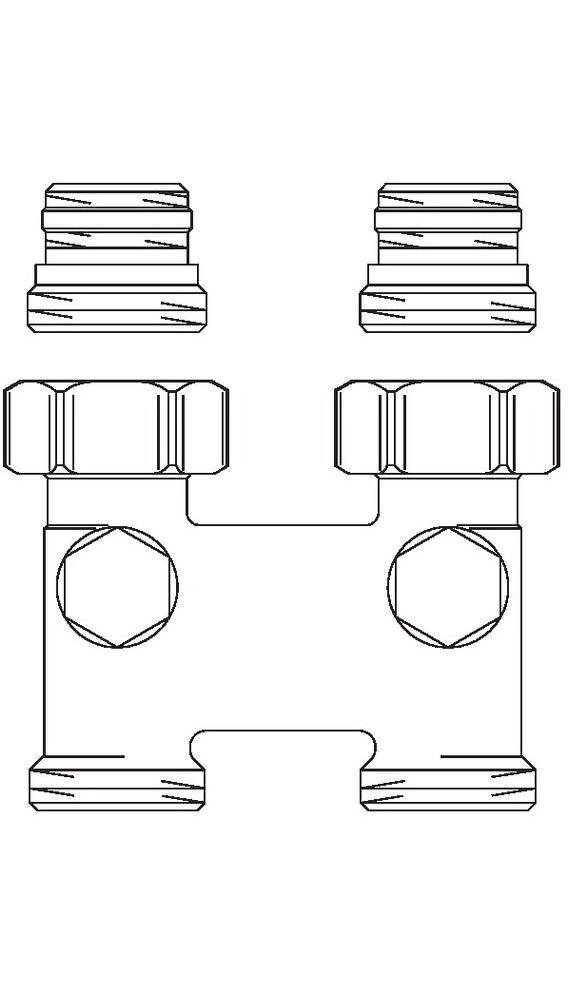 Oventrop OV Umlenkstck m Absp. DG R-abst. 50 1/2Zoll AGx3/4Zoll