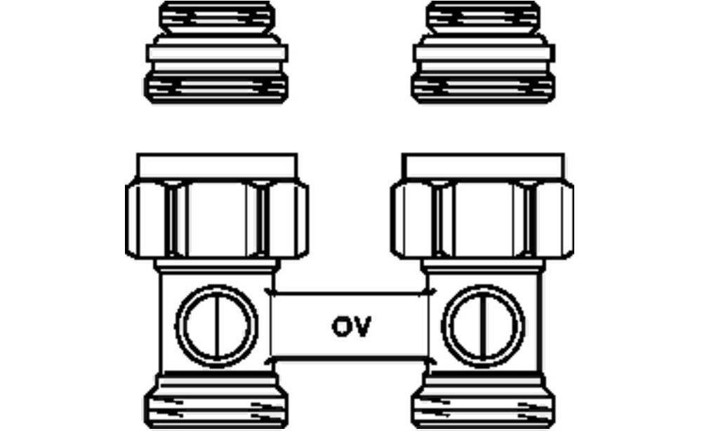 Oventrop OV Absperrverschraubung ZB Multiflex F 1/2Zoll AGx3/4Zoll AG