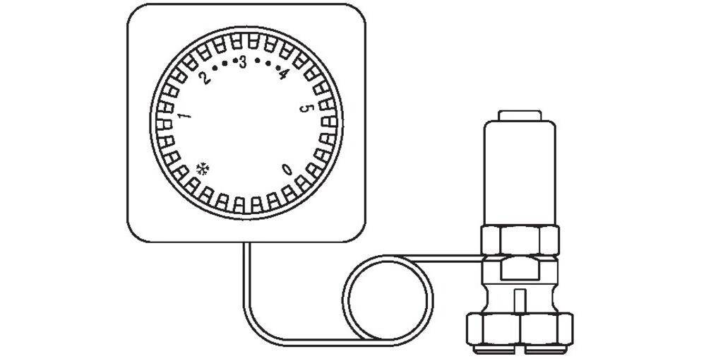 Oventrop Thermostat Uni FD mit Fernverstellung, weiß Kapillarrohr 2000 mm