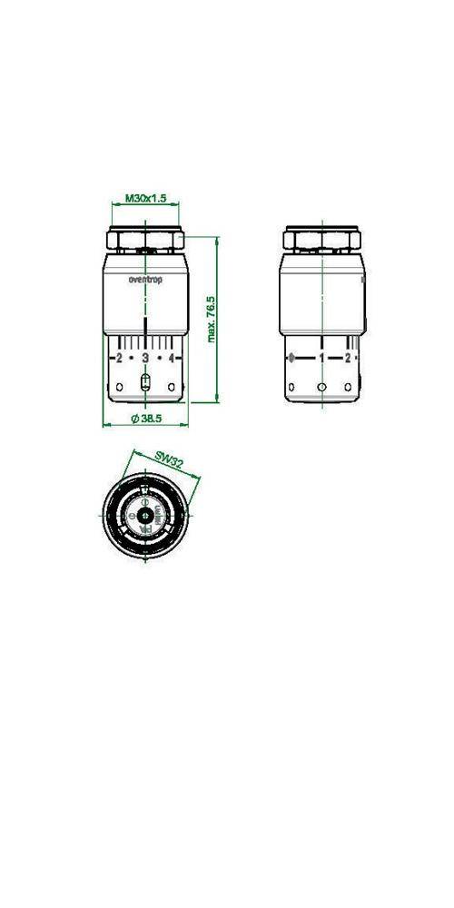 Oventrop Thermostat Uni SH weiß/verchromt mit Nullstellung