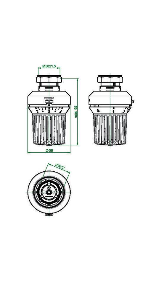 Oventrop Thermostat Uni XH weiß mit Nullstellung, 0 * 1-5