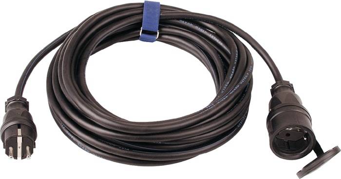 Schutzkontaktverlängerung 16 A 250 V 5m H07RN-F 3x1,5 mm² schwarz IP44