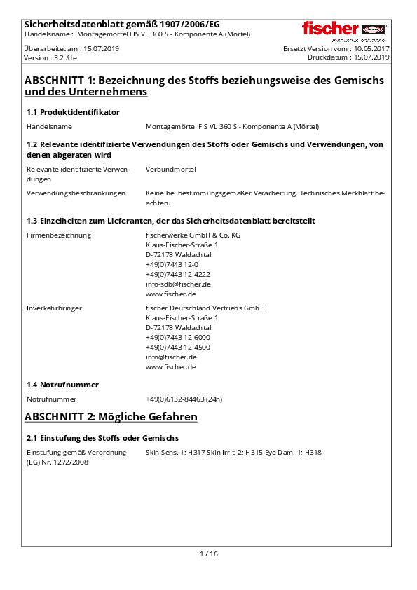 fischer Montagemörtel 360 S