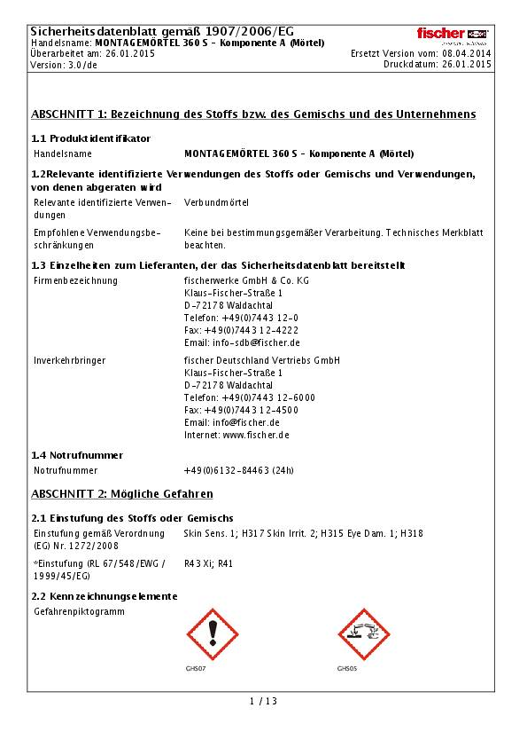 fischer Montagemörtel 360 S