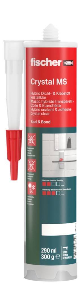 Nahaufnahme einer roten und weißen Dichtstoffkartusche mit der Aufschrift 