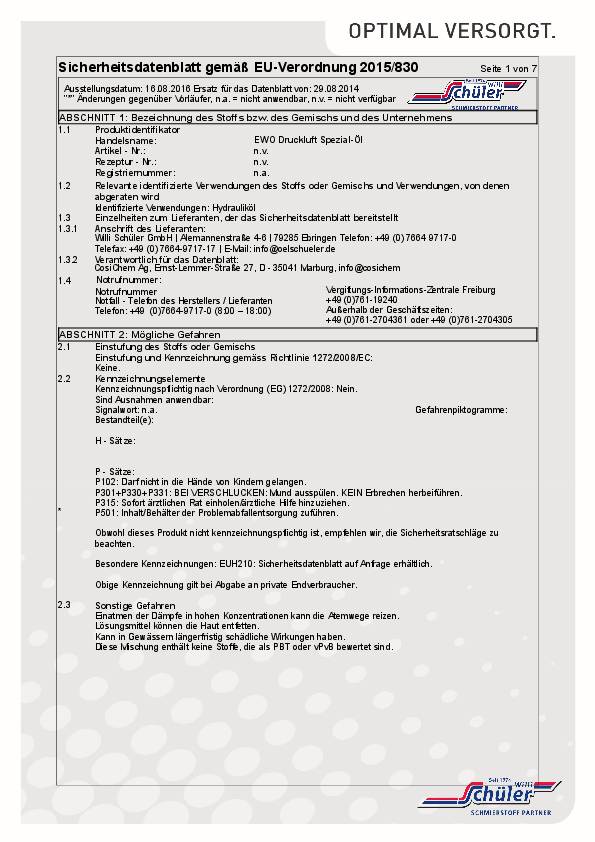 Druckluftspezialöl 1l Flasche EWO