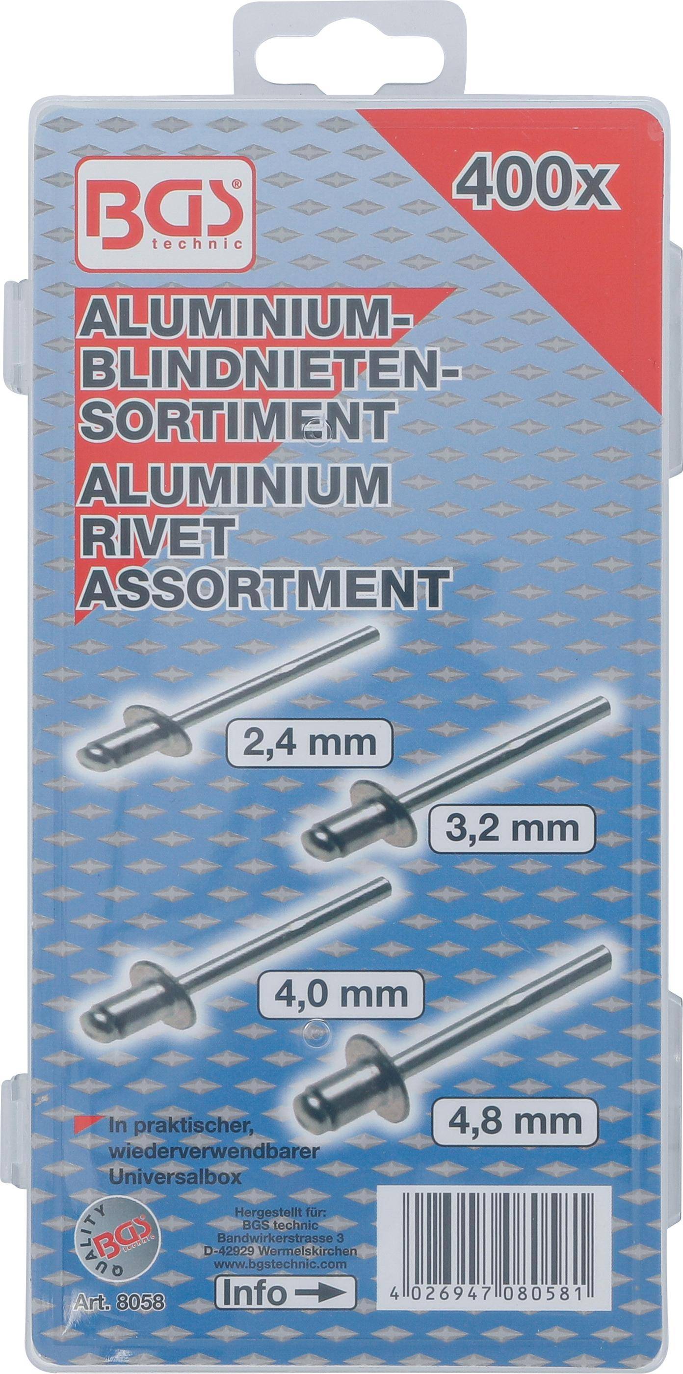 BGS technic Blindnieten-Sortiment | Aluminium | 2,4 - 4,8 mm |
