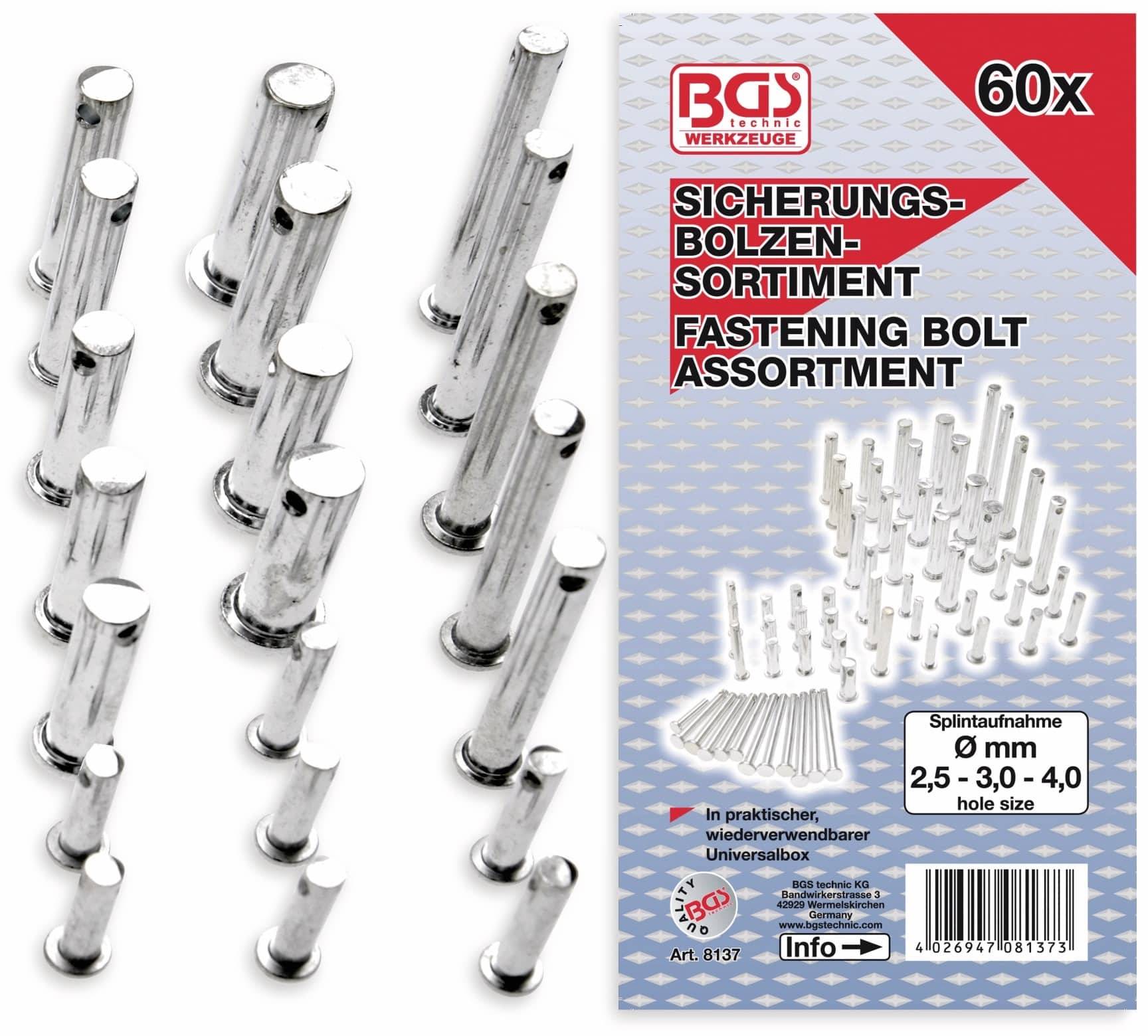 BGS TECHNIC Sort. Sicherungsbolzen, 8137, 60tlg