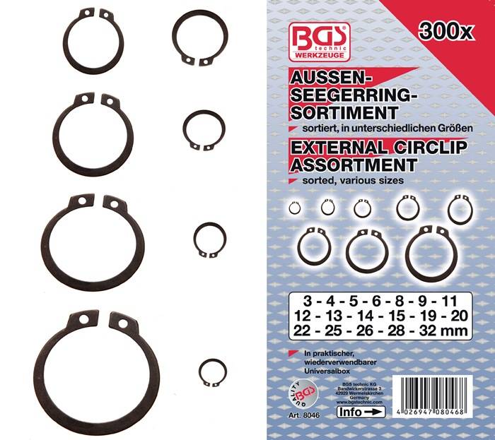 Außenseegerringsortiment 300-teilig BGS