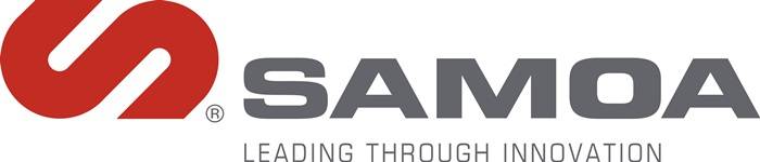 Das Bild zeigt einen Teil eines Logos mit großen Buchstaben 'SA', was auf den Namen 'SAM' hindeutet, gefolgt von dem Satz 'INNOVATION LEADING THROUGH'.