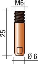 Stromdüse Draht-D. 1,2mm M 6 L.25mm E-Cu TRAFIMET