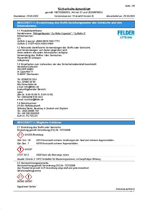 Fittingslötpaste CU-Rofix®3-Spezial 230-250GradC 250g S-Sn97Cu3 FELDER