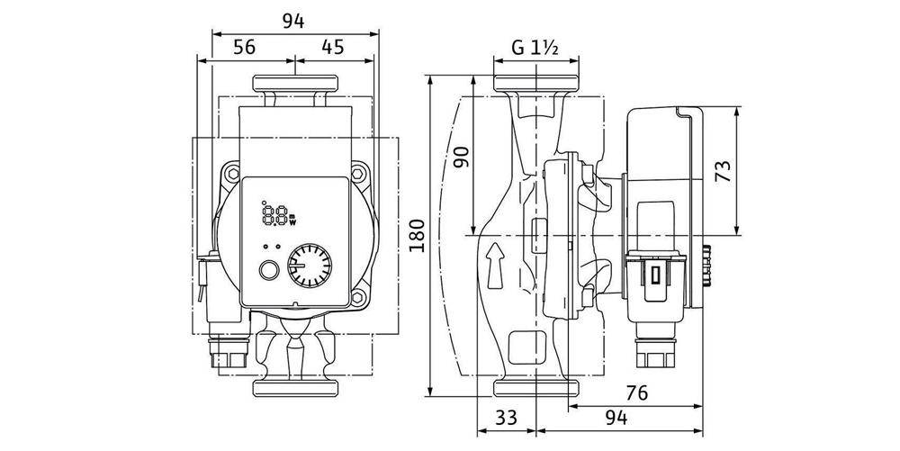 Wilo Hocheffizienzpumpe Yonos PICO plus Typ 25/1-4, Rp 1Zoll, 180mm