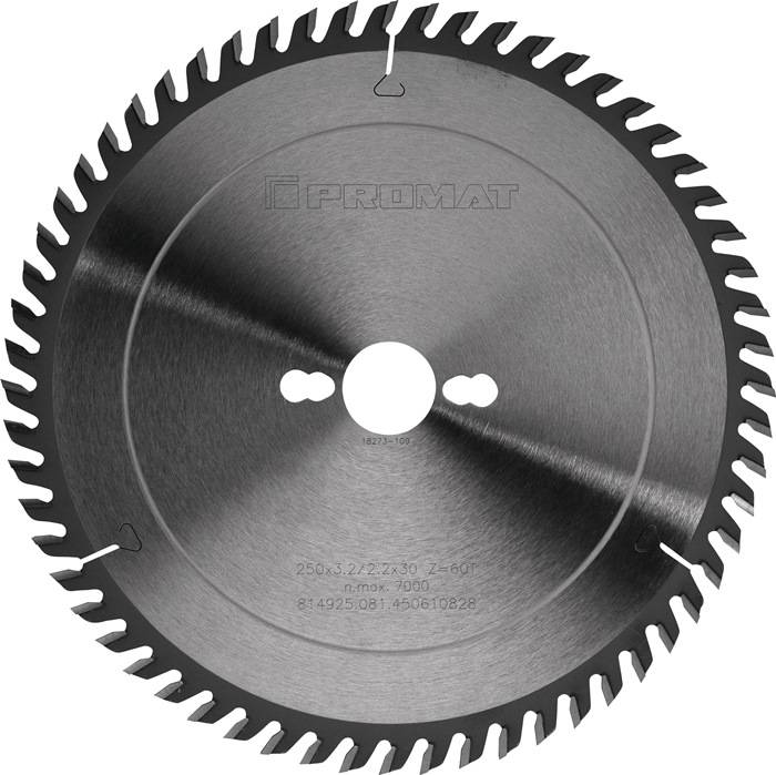 Präzisionskreissägeblatt AD 250mm Z.60 WZ Bohrung 30mm Schnitt-B.3,2mm HM PROMAT