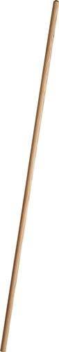 Ein langer, gerader Holzstab, möglicherweise ein Werkzeugstiel, vor einem schlichten weißen Hintergrund.