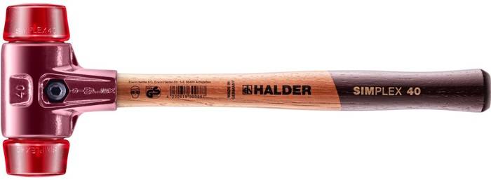 Schonhammer SIMPLEX L.330mm Kopf-D.40mm hart HO Plastik rot HALDER