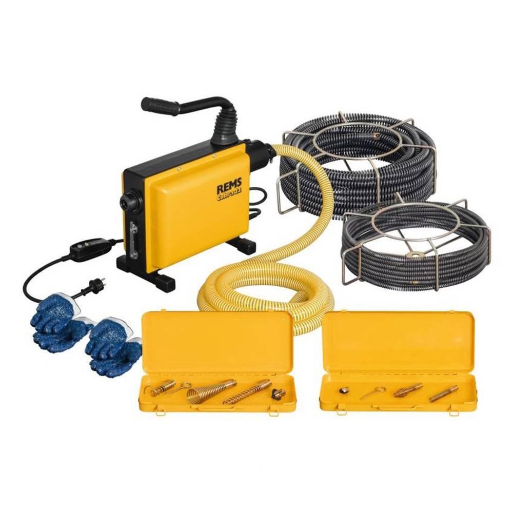 Rems Cobra Rohrreinigungsmaschine / Rohrreiniger im Set mit 16+22 mm Spiralen