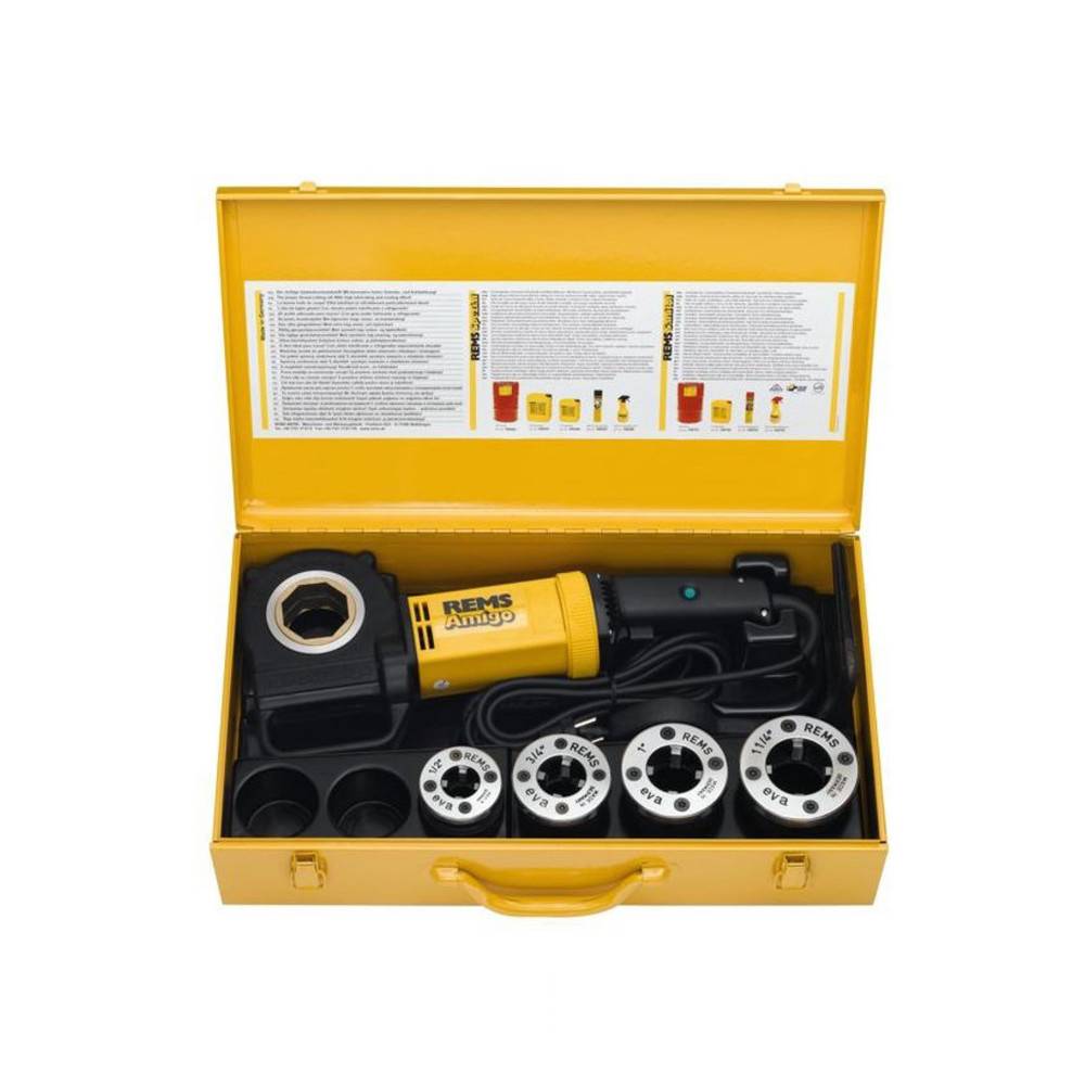 Rems Amigo Set R1/2 + 3/4 + 1 + 1 1/4'' | Elektrische Profi Gewinde-Schneidklupp