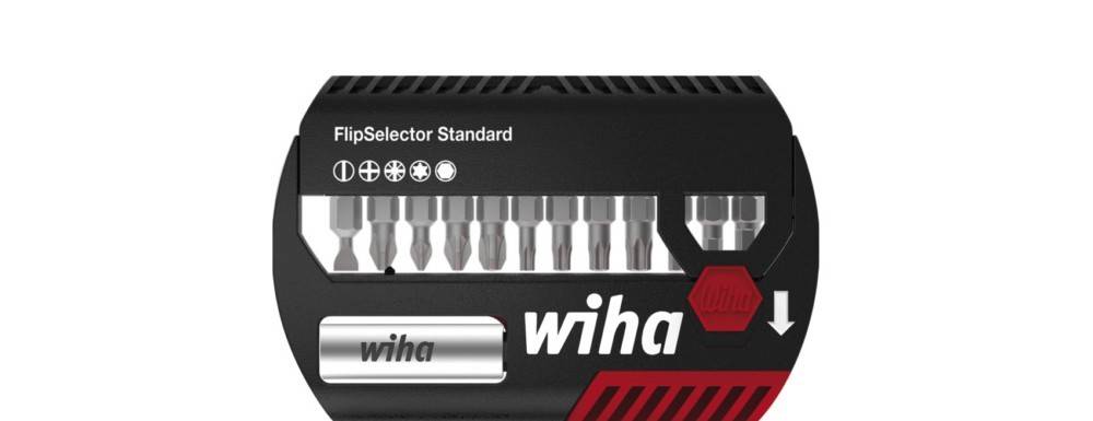 Wiha FlipSelector Standard Bit-Set-Koffer mit sichtbaren Schraubendreher-Bits und dem 