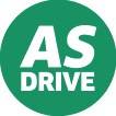 Ein grüner Kreis mit weißem Text: 'AS DRIVE'.
