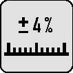 Ein Lineal-Symbol mit einer Plus/Minus-4-Prozent-Maßtoleranzmessung.