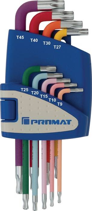 Winkelschraubendrehersatz 9tlg.T9-T45 farbcodiert Ku.-Halter PROMAT