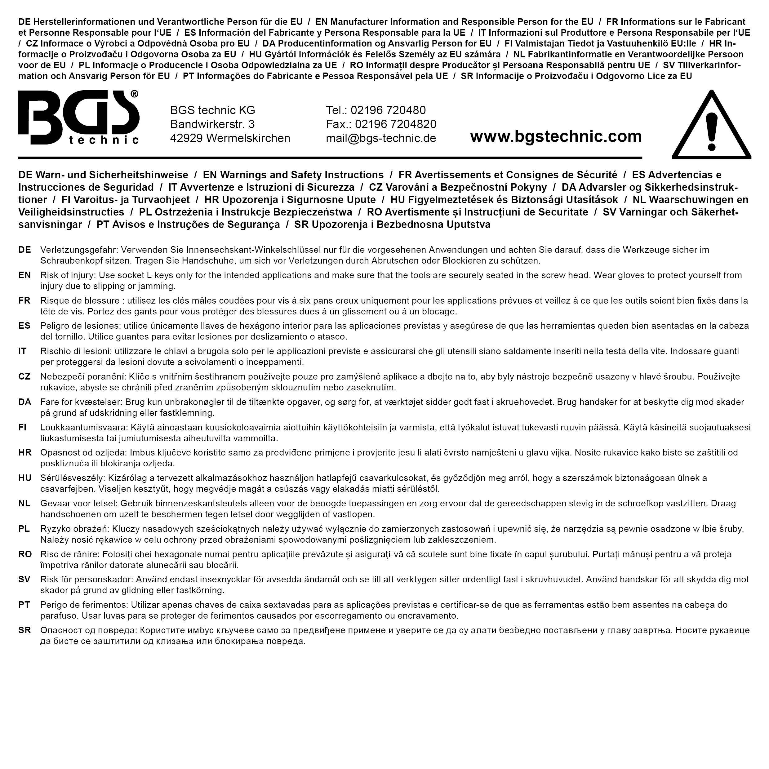 BGS technic T-Griff-Schlssel-Satz | Innensechskant 3 - 8 mm | 5-tlg.