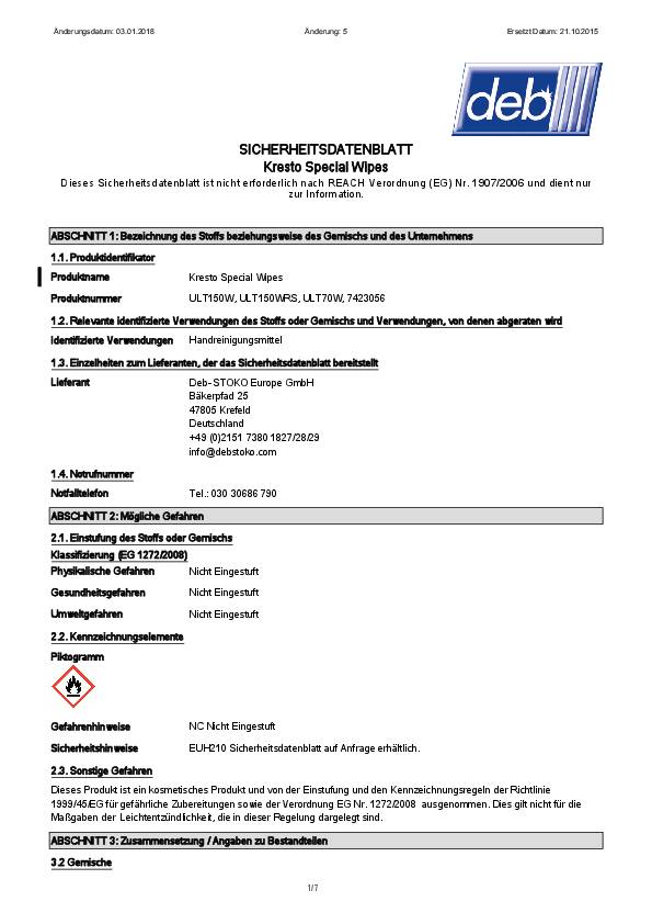 Handreinigungstuch Kresto® Special WIPES parfümiert 70 St.Tuch