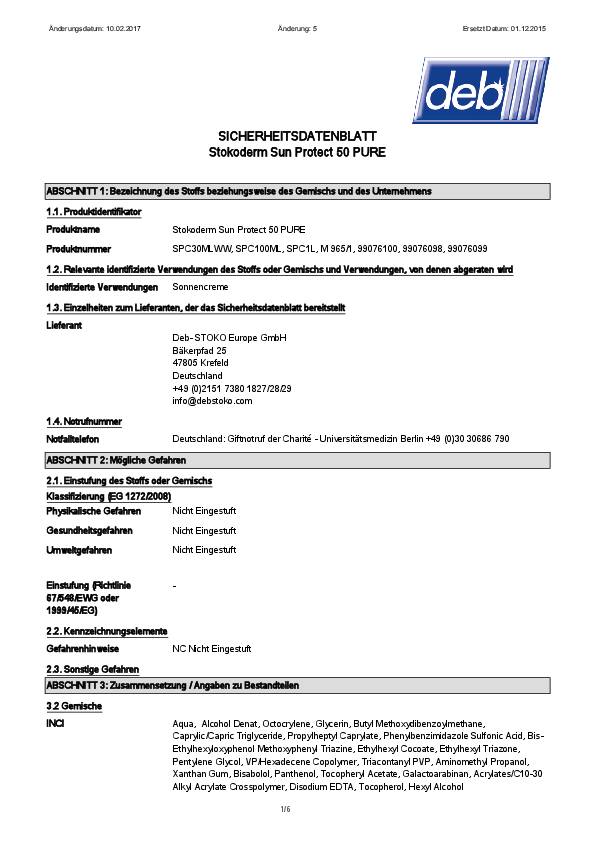 UV-Hautschutzcreme Stokoderm® Sun Protect 50 PURE 100ml unparfümiert Tube