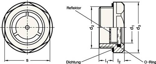 Ölschauglas GN 743 d1 14mm d2 G 1/2mm Ganter