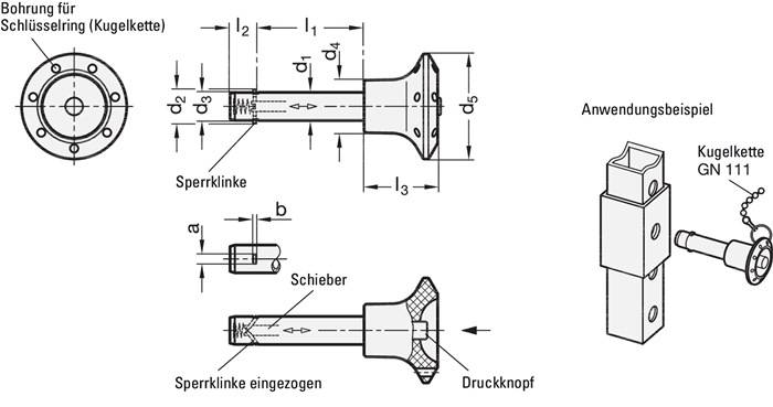Steckbolzen GN 114.2 a 2,8mm b 1mm l1 45+0,4mm l2 8,4mm GANTER