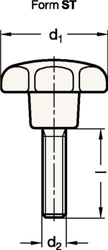 Sterngriff GN 6336.4 Sterngriffschraube Ku.d1 32mm d2 M 6mm l25mm
