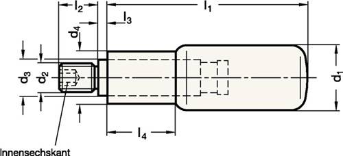 Drehbarer Zylindergriff GN 798 d1 24mm d2 M 10mm d3 14mm GANTER