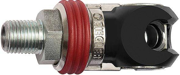 Schwenk-Sicherheits- Kupplung NW 7,2, Stahl, AG G1/4" RIEGLER