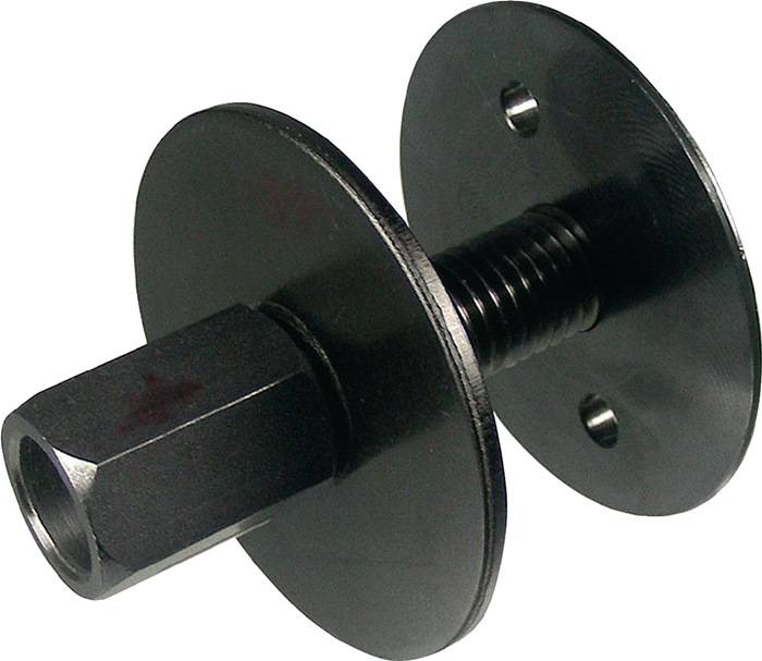 Eine schwarze Metallschraube und Mutter, entwickelt für dauerhafte Befestigung, mit sechseckigem Kopf und gewindeter Körperstruktur vor einem weißen Hintergrund.