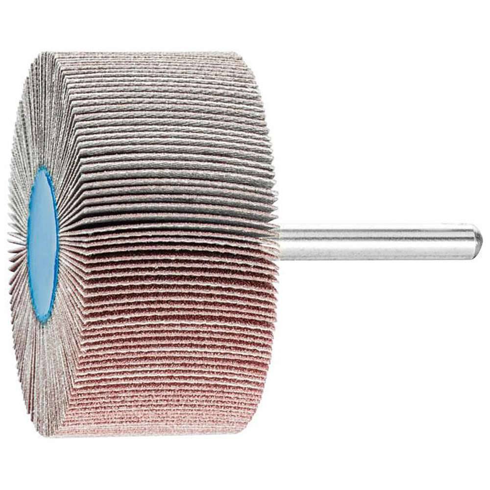 Fächerschleifer - PFERD - Korund A - Schaft-Ø 6 x 40 mm - Korngröße 150 - Bezeichnung F 6030/6 A 150 - Maße (D x T) 60 x 30 mm - empf. Drehzahl 6