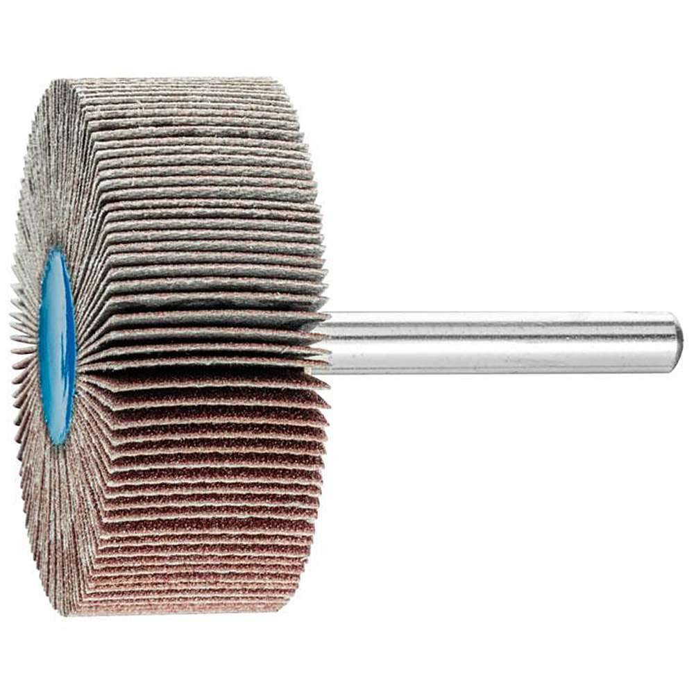 Fächerschleifer - PFERD - Korund A - Schaft-Ø 6 x 40 mm - Korngröße 150 - Bezeichnung F 5020/6 A 150 - Maße (D x T) 50 x 20 mm - empf. Drehzahl 7