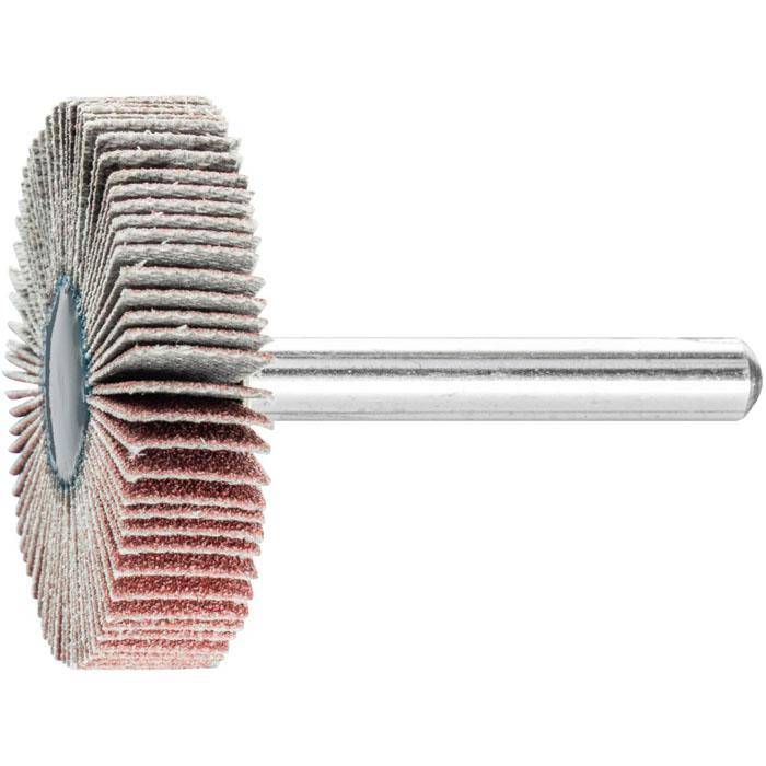 Fächerschleifer - PFERD - Korund A - Schaft-Ø 6 x 40 mm - Korngröße 120 - Bezeichnung F 4010/6 A 120 - Maße (D x T) 40 x 10 mm - empf. Drehzahl 9