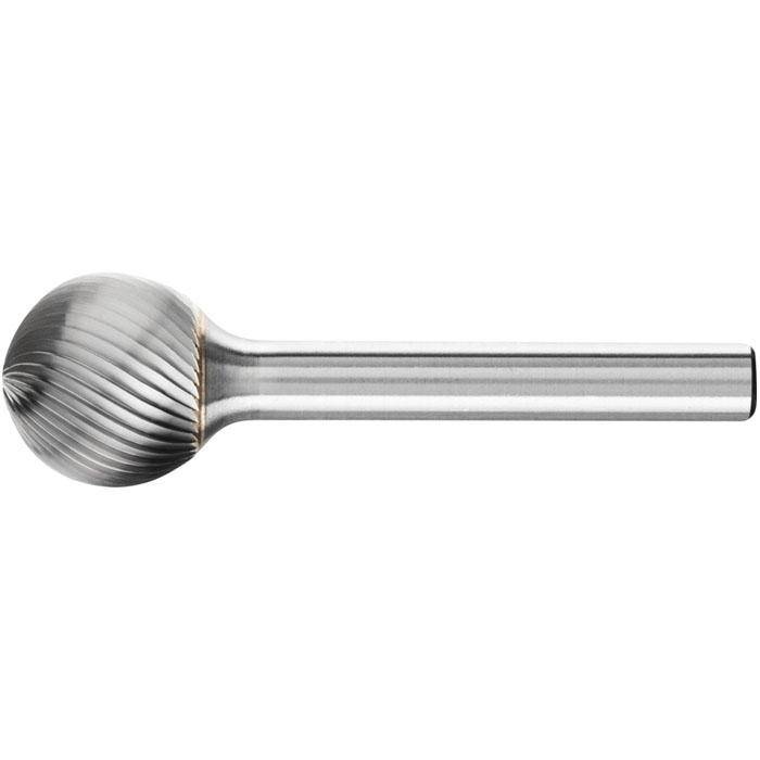 Frässtift "PFERD" - Hartmetall - Schaft-Ø 6 mm - kugelform - Zahnung 5 - Bezeichnung KUD 1614/6 Z5 - Gesamtlänge 54 mm - Frässtift-ø x Länge d1