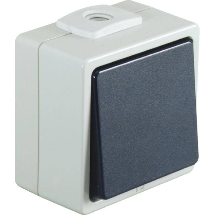 Kreuzschalter - Farbe hellgrau/stahlblau - 250 V AC, 50 Hz, 10 A