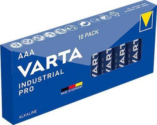 VARTA Batterie Alkaline, INDUSTRIAL PRO, Micro, AAA, LR03, 1.5V, Retail Box (10-er Pack)