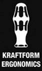 Abstraktes Bild, das einem Werkzeuggriff ähnelt, mit dem Wort 'Kraftform' darunter, möglicherweise ein Marken- oder Logodesign.