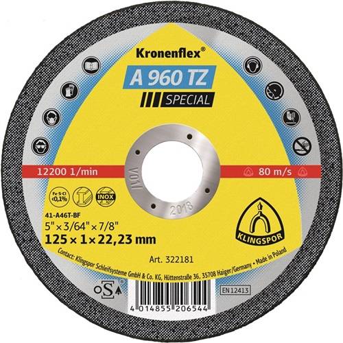 Trennscheibe A 960 TZ Special D125x1mm ger.INOX Bohr.22,23mm KLINGSPOR