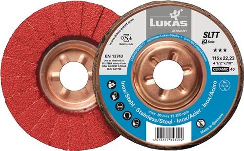 Fächerscheibe SLTT Ceramic D.125mm K.40 fl.INOX/Stahl CO LUKAS