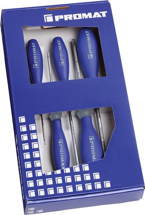 Schraubendrehersatz 5-tlg.Schlitz 3K-Griff Rundkl.PROMAT