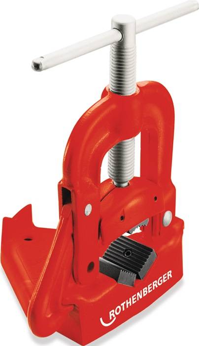 Eine rote Klemme mit einer silbernen Schraube wird präsentiert. Ihr Mechanismus ist sichtbar und deutet auf ihre Nützlichkeit beim sicheren Festhalten von Objekten hin.