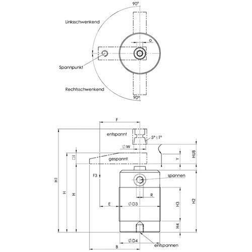 AMF Schwenkspanner Nr.6829E EL-63 pneumatisch Einschraubversion