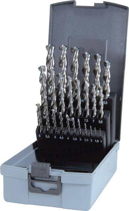 Spiralbohrersatz DIN 338 TypN TL 3000 D.1-13x0,5mm HSS 25tlg.Ku.-Kass.RUKO